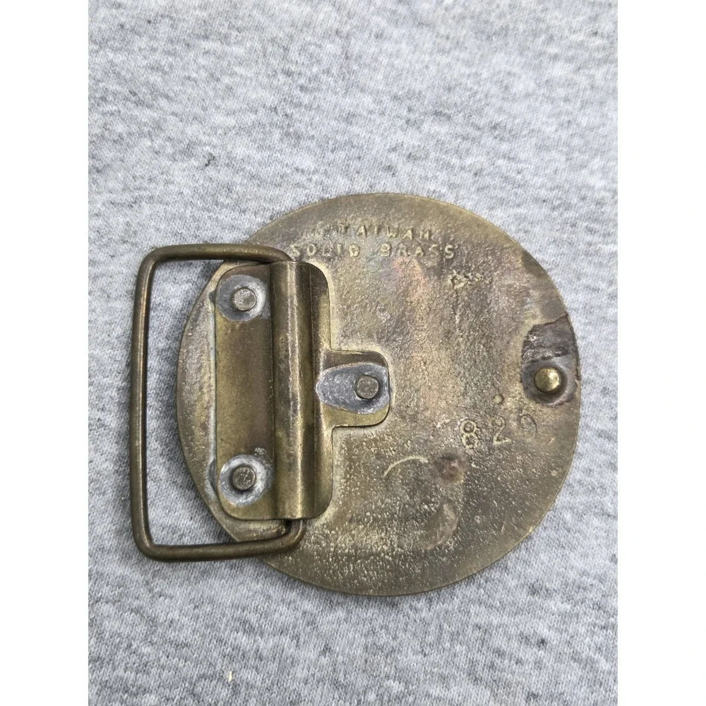 Vintage Solid Brass Antique Chevrolet Corvette Racing Logo Belt Buckle
